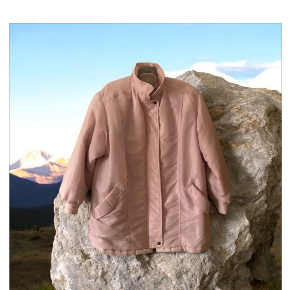 Thermoloft Coat pink zipper front no hood size L 2 front pockets FALL WINTER - Picture 6 of 16